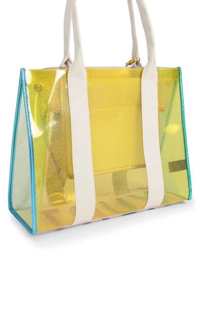Shop Kurt Geiger Southbank Clear Vinyl Tote In Yellow Multi