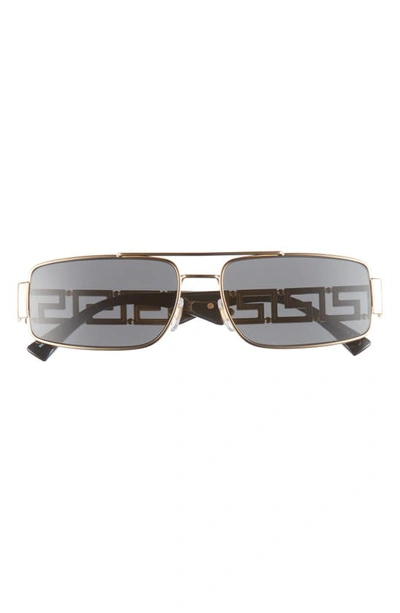 Shop Versace 60mm Irregular Rectangular Sunglasses In Gold