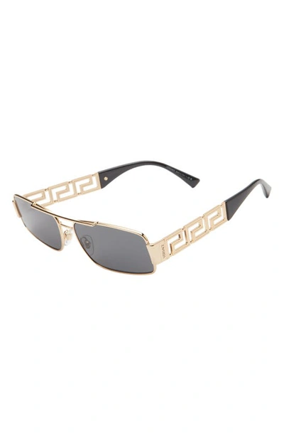 Shop Versace 60mm Irregular Rectangular Sunglasses In Gold