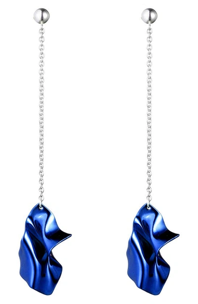 Shop Sterling King Gelsey Fold Drop Earrings In Cobalt