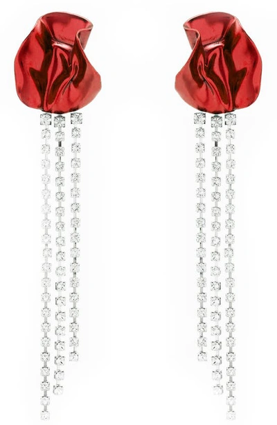 Shop Sterling King Georgia Crystal Drop Earrings In Ruby