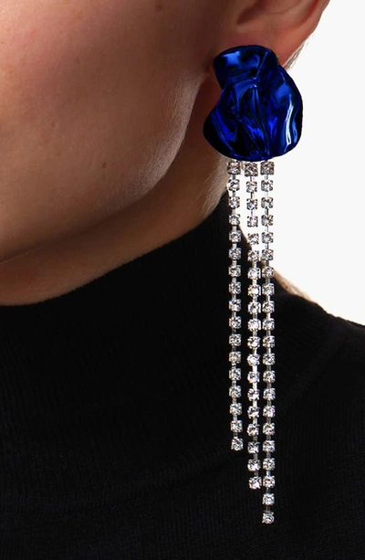 Shop Sterling King Georgia Crystal Drop Earrings In Cobalt Blue