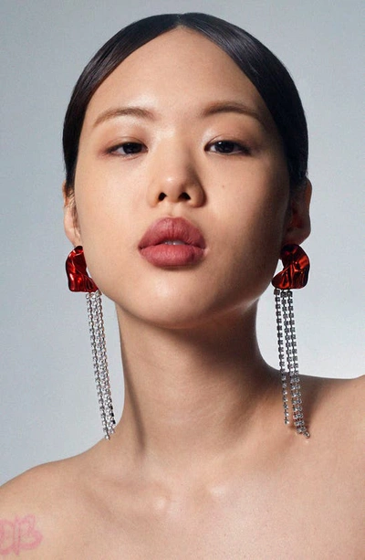 Sterling King Georgia Crystal Drop Earrings In Ruby