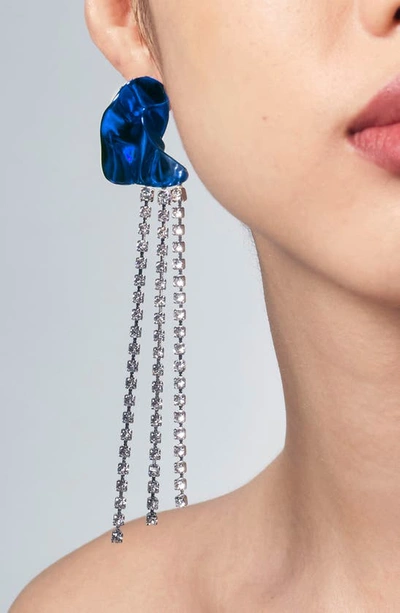 Sterling King Georgia Crystal Drop Earrings In Cobalt Blue