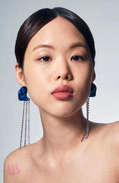Sterling King Georgia Crystal Drop Earrings In Cobalt Blue