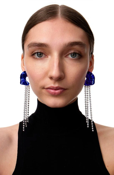 Sterling King Georgia Crystal Drop Earrings In Cobalt Blue