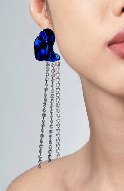 Sterling King Georgia Crystal Drop Earrings In Cobalt Blue
