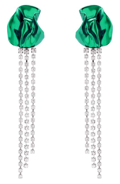 Sterling King Georgia Crystal Drop Earrings In Emerald