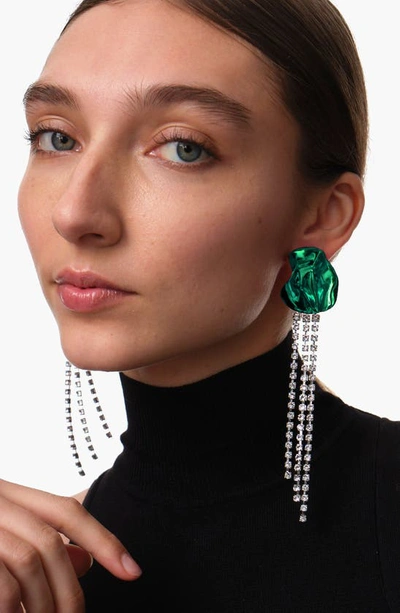 Sterling King Georgia Crystal Drop Earrings In Emerald