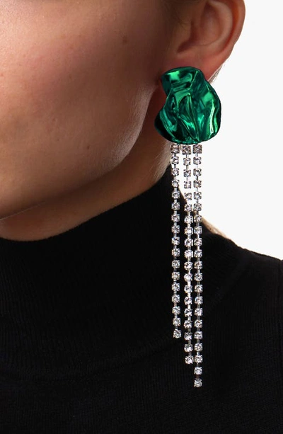 Shop Sterling King Georgia Crystal Drop Earrings In Emerald