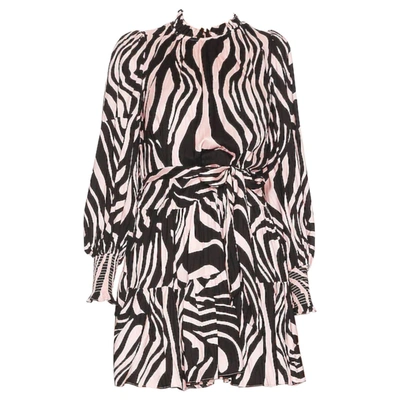 Shop Diane Von Furstenberg Kali Long Sleeve Mini Dress Zebra Bark Giant Misty Pink In Zebra Bark Giant Misty Pink In Multi