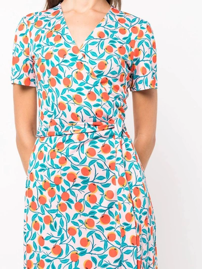 Shop Diane Von Furstenberg Julian Printed Silk Jersey Wrap Dress In Nectarine In Multi