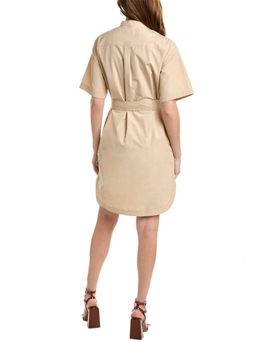 Shop Burberry Logo Embroidered Shirtdress In Beige