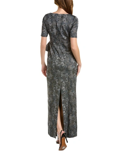 Aidan Mattox Plus Size Floral Faux-wrap Gown In Grey