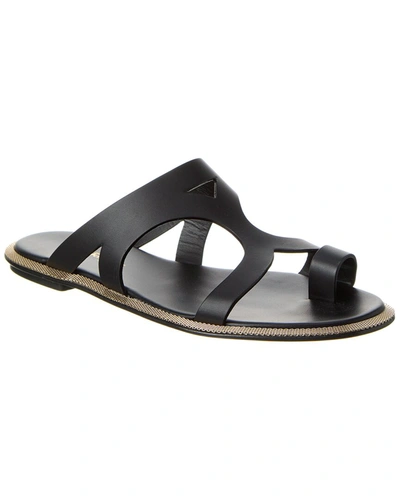 Shop Ferragamo Marilu Leather Sandal In Black