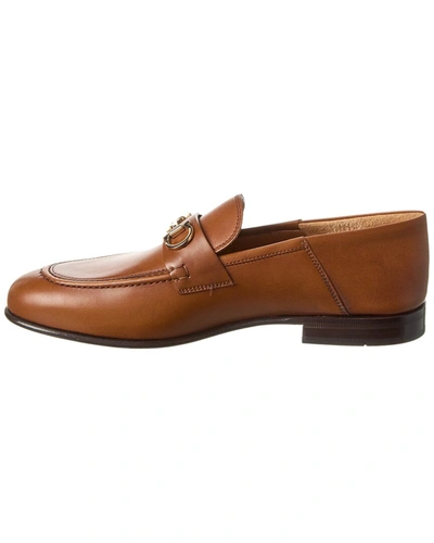 Shop Ferragamo Ottone Leather Loafer In Brown