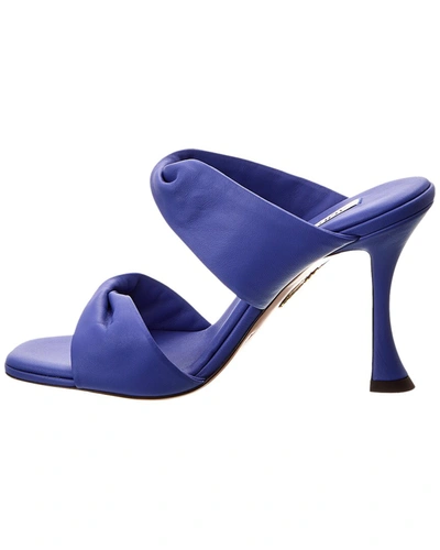 Shop Aquazzura Twist 95 Leather Sandal In Blue
