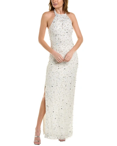 Shop Aidan Mattox Halter Beaded Gown In White