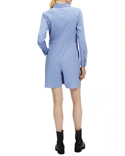 Theory Tie Waist Romper In Stretch Cotton In Blue