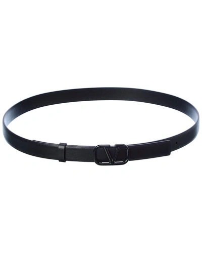 Shop Valentino Vlogo 20mm Leather Belt In Black