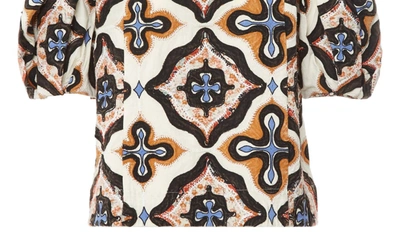 Shop Ulla Johnson Gaia Long Sleeve Cotton Jacquard Blouse In Prism Print Multi