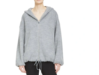 Shop Theory Outerwear Oversized Zip Up Drawstring Hoodie Jacket In Gray In Grey