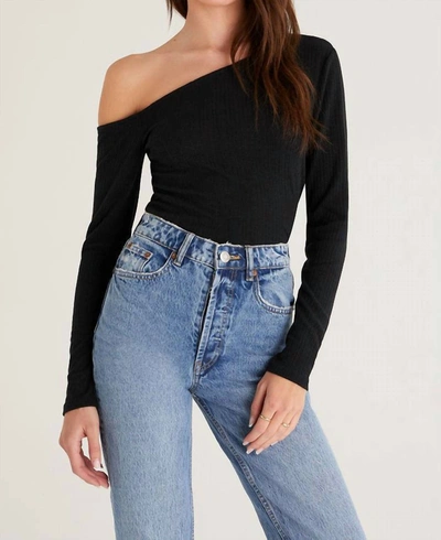 Shop Z Supply Jane Rib One Shoulder Top In Black