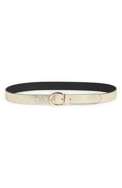 Shop Linea Pelle Snake Embossed Reversible Belt In Gold/ Black