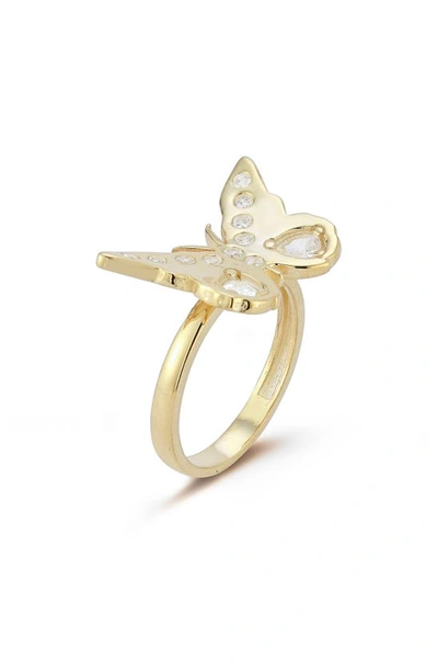 Sphera Milano Sterling Silver & Cz Butterfly Ring In Gold