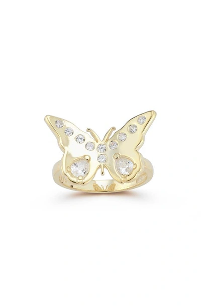 Sphera Milano Sterling Silver & Cz Butterfly Ring In Gold