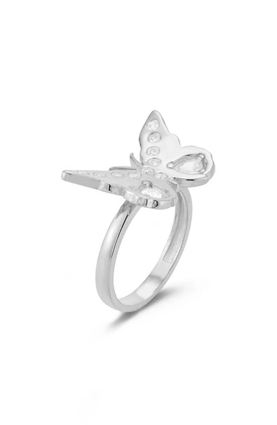Sphera Milano Silver Cz Butterfly Ring In Silver