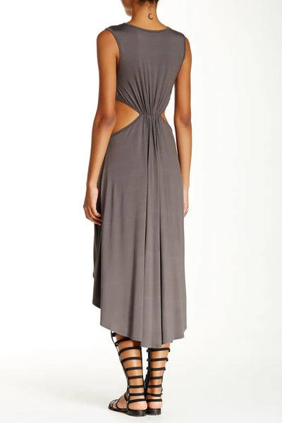 Shop Go Couture Side Cutout High/low Dress In Silver