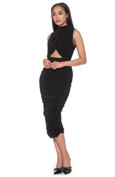 Shop Alexia Admor Khloe Sleeveless Ruched Cutout Midi Dress In Black