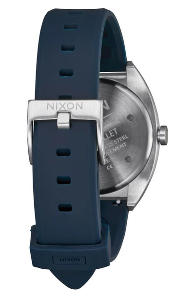 Shop Nixon Mullet Silicone Strap Watch In Silver / Teal