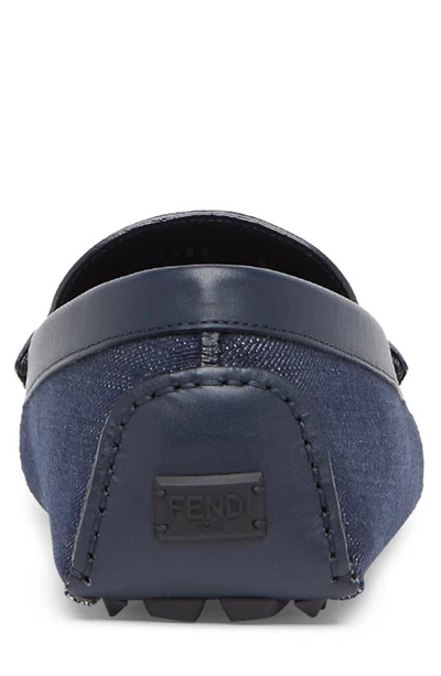 Shop Fendi O'lock Denim Driving Loafer In B Denim B Deni Abiss
