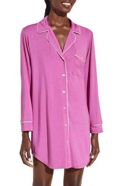 Shop Eberjey Gisele Jersey Knit Sleep Shirt In Italian Rose/ Ivory