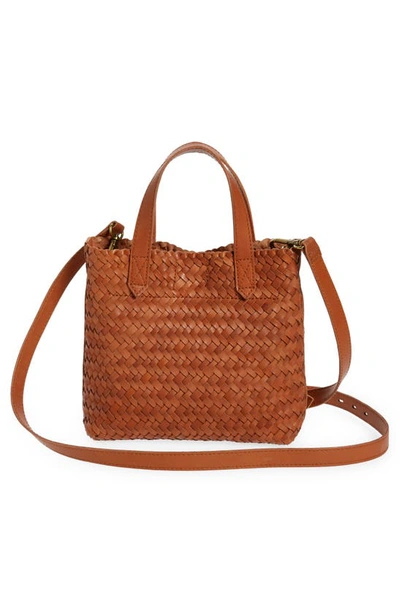 Madewell The Small Transport Crossbody: Woven Leather Edition In Burnished Caramel