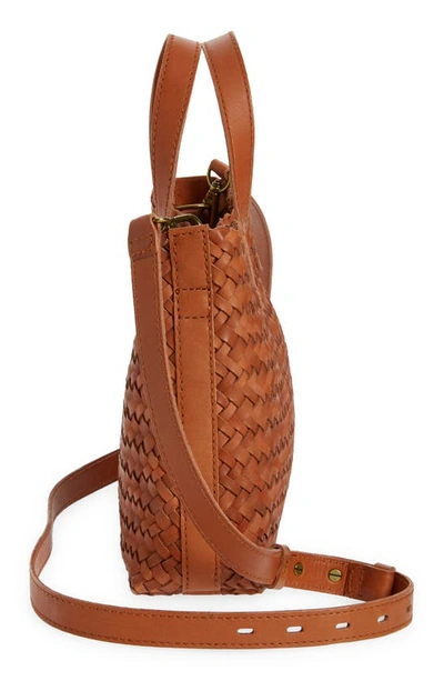Madewell The Small Transport Crossbody: Woven Leather Edition In Burnished Caramel