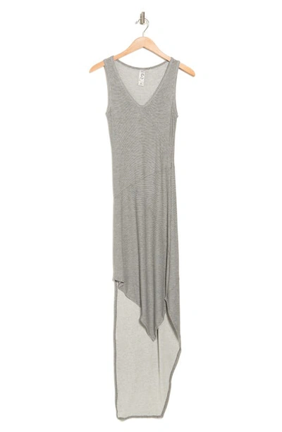 Shop Go Couture Ribbed High-low Tank Dress In Heather Grey