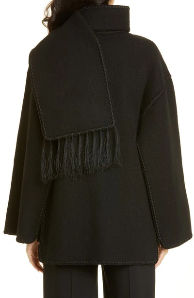 Totême Womens Black Embroidered Scarf Brushed Wool-blend Jacket In Black