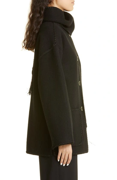 Totême Womens Black Embroidered Scarf Brushed Wool-blend Jacket In Black