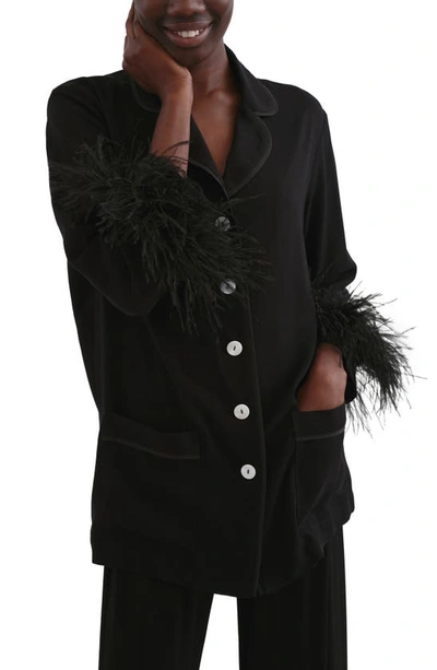 Shop Sleeper Party Double Feather Pajamas In Black