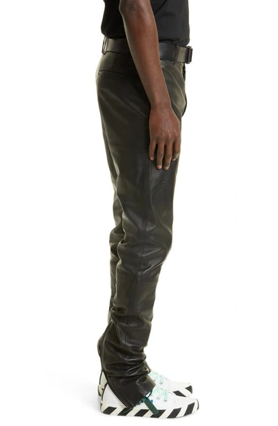 Shop Off-white Belted Super Skinny Leather Pants In Black