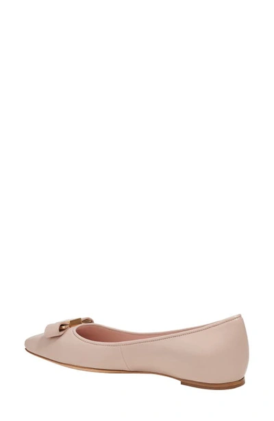 Kate Spade Kiersten Bow Patent Ballerina Flats In Pale Vellum