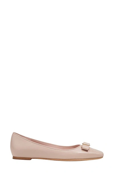 Kate Spade Kiersten Bow Patent Ballerina Flats In Pale Vellum
