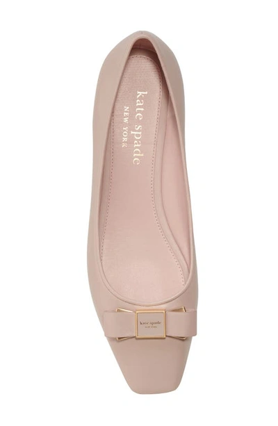 Kate Spade Kiersten Bow Patent Ballerina Flats In Pale Vellum