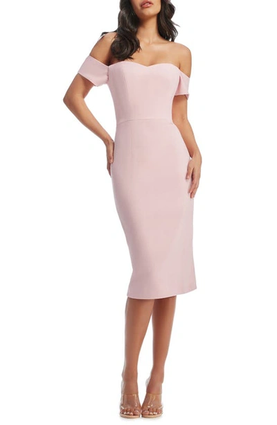 Shop Dress The Population Bailey Off The Shoulder Body-con Dress In Vintage Pink