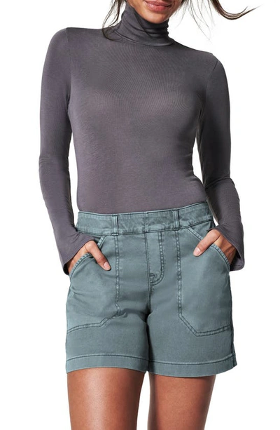 Shop Spanx 6-inch Stretch Twill Shorts In Hazy Blue