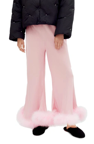 Shop Sleeper Boudoir Pajama Pants With Detachable Feather Trim In Pink