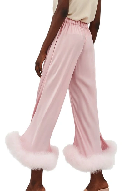 Shop Sleeper Boudoir Pajama Pants With Detachable Feather Trim In Pink